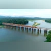 A view of a Vande Bharat Express train crossing the Bharathapuzha river recently, in Kasaragod on Sunday.   (Photo: ANI)