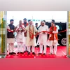 Prime Minister Narendra Modi inaugurates the New Terminal Building at Purnea Airport. Union Minister of Civil Aviation Ram Mohan Naidu Kinjarapu, Bihar CM Nitish Kumar, Bihar Governor Arif Mohammed Khan, Bihar Deputy Chief Ministers Samrat Choudhary