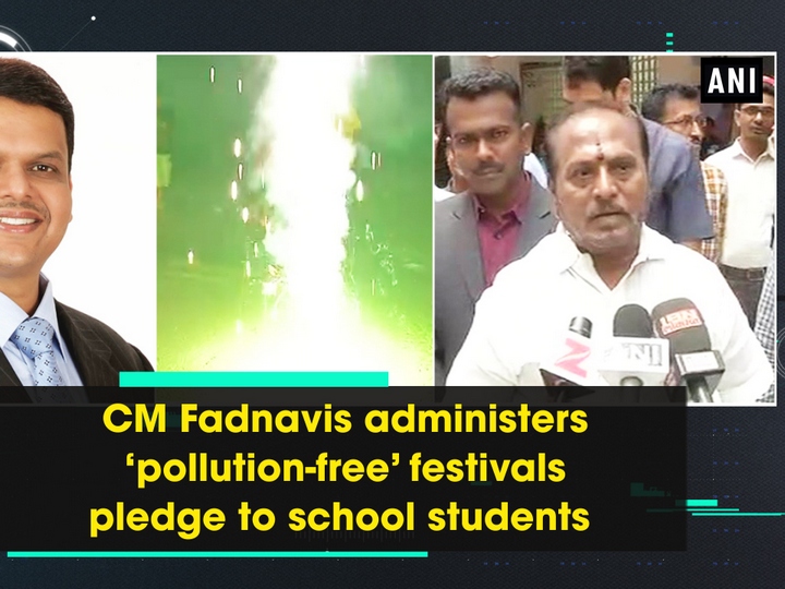 CM Fadnavis administers 'pollution-free' festivals pledge to school students