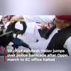 Watch | SP chief Akhilesh Yadav jumps over police barricade after Oppn march to EC office halted